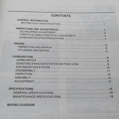 Yamaha OEM 85 XV700/XV750/XV1000/XV1100 L Service Manual Virago LIT-11