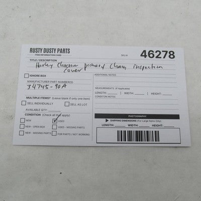 Harley Davidson OEM Chrome Primary Chain Inspection Cover Sport 91-03