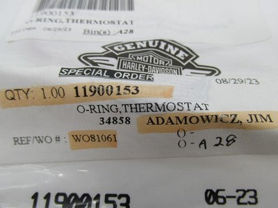 Harley-Davidson Genuine OEM NOS Thermostat O-Ring 11900153