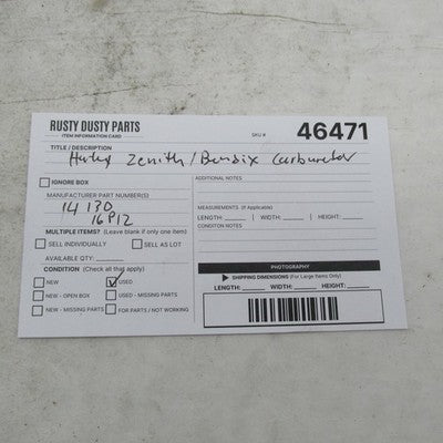 Zenith/Bendix OEM Harley-Davidson 40mm 16P12 Carburetor Dual Cable 141