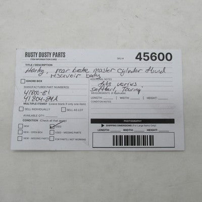 Harley Davidson OEM Rear Brake Mster Cylinder Fluid Res. Body 41800-81