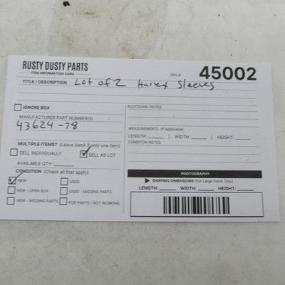 Lot of 2 Harley OEM NOS Wheel Hub Bearing Sleeves Tube Spacers 43624-7