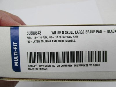 Harley Genuine OEM NOS Willie G Skull Large Brake Pedal Pad, Black 506