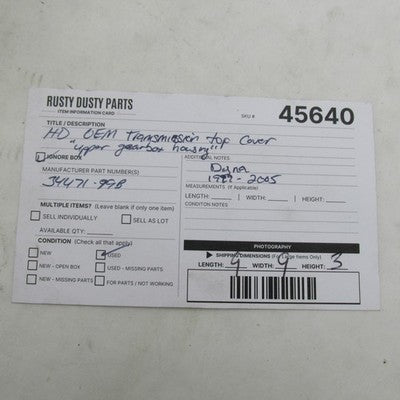 Harley Davidson OEM Trans. Top Cover Upper Gearbox Casing SYNA FXD 344