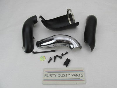 Lot of Mixed Indian OEM Exhaust Heat Shields, Chrome and Black