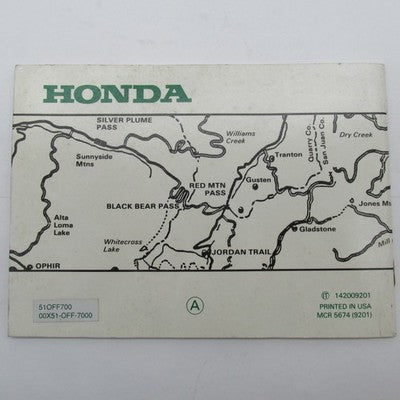 Honda 1987 Motorcycle Booklet Tips &Practice Guide For The Off-Highway