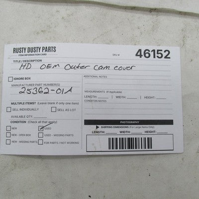 Harley Davidson OEM 01-17 Touring Softail Dyna Cam Cover Wrinkle Black