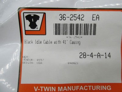 Barnett NOS Harley V-Twin Idle Cable w/ 41" Casing, Black 36-2542