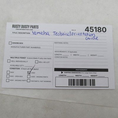Yamaha YZ400FK1 1997 Technical Orientation Guide