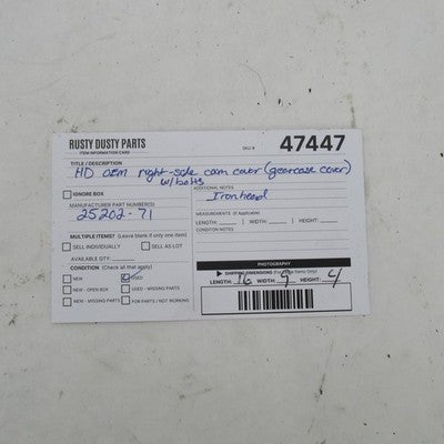 Harley OEM Right Side Cam Gearcase Cover w/ Eagle Spirit Insert & Bolt