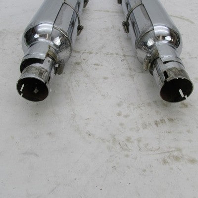 Pair of Harley Davidson Genuine Stock Chrome Exhaust Mufflers Pipes 65