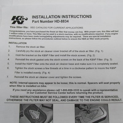 K&N NIB '04-'13 Harley Sportster High-Flow Air Filter HD-8834