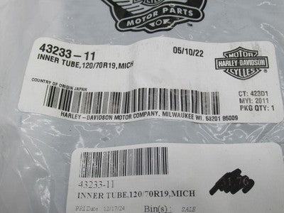 Harley-Davidson OEM NOS Center Valve 120/70R19 Michelin Inner Tube 432