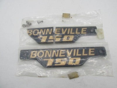 Pair of Triumph Bonneville 750 Black & Gold Side Panel Badges (One is Broken)