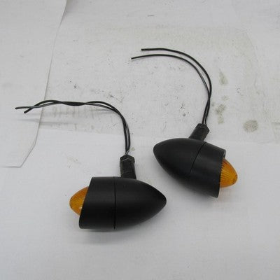 Pair of Black Bullet Aftermarket Turn Signals Amber Indicator Lights