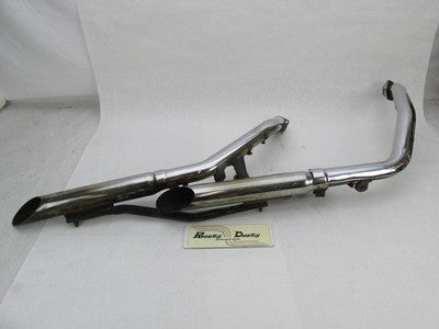 Harley-Davidson 96+ Softail Chrome Exhaust w/ Slash Cut Mufflers and B
