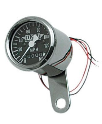 Drag Specialties Mini Mechanical Speedometer 1 7/8in. 2:1 Ratio - Blac