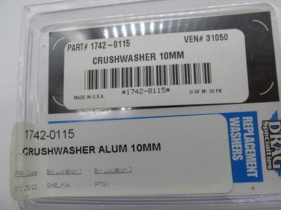 Drag Specialties NOS 10 Pack Aluminum 10mm Crush Washers 1742-0115