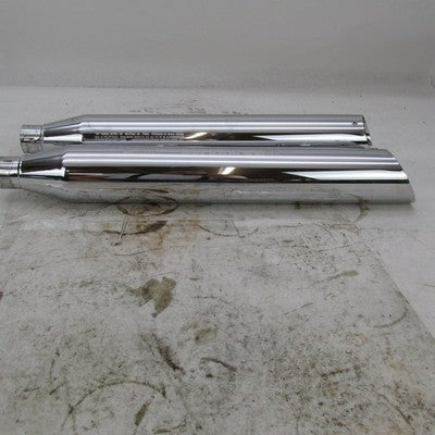 Pair of Harley OEM Chrome Front and Rear Mufflers Dyna 08-17 64987-08