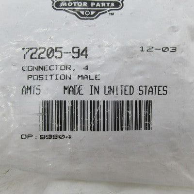 Lot of 5 Harley-Davidson OEM NOS 4-Position Male Connectors 72205-94