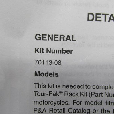 Harley-Davidson OEM NOS Tour-Pak Light Harness Kit w/ Hardware 70113-0