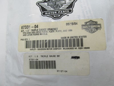 Harley-Davidson Genuine NOS 1.5" Chrome Triple Gauge Bracket Kit 67331