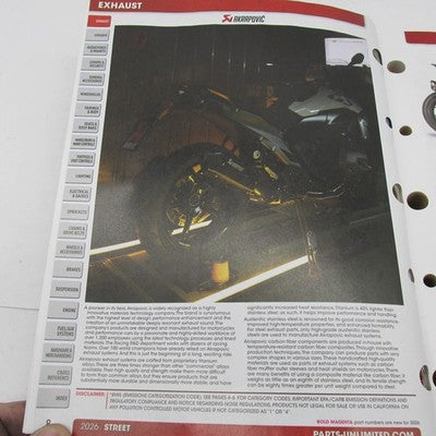 Parts Unlimited 2026 Street Parts Catalog Official Manual 9901-3629