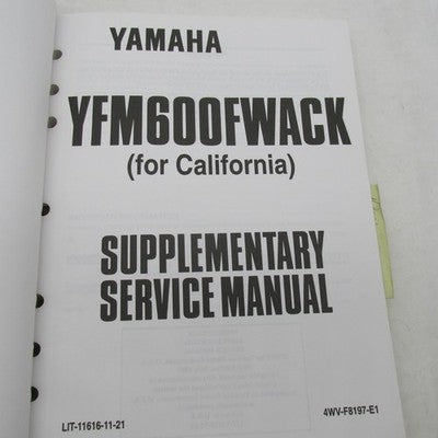 Yamaha OEM YFM600 Grizzly Factory Service Manual LIT-11616-FW-00 LIT-1
