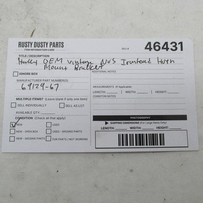 Harley OEM Vintage NOS 67-71 AMF Sportster Horn Mounting Bracket 69129