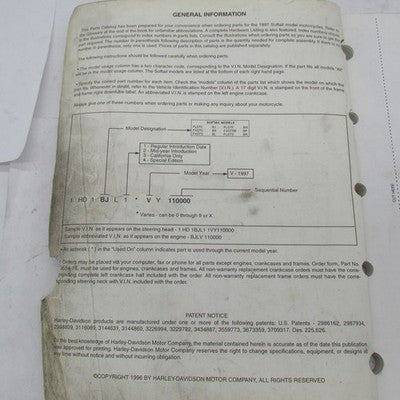 Harley Davidson OEM 1997 Softail Models Parts Catalog Factory Manual 9