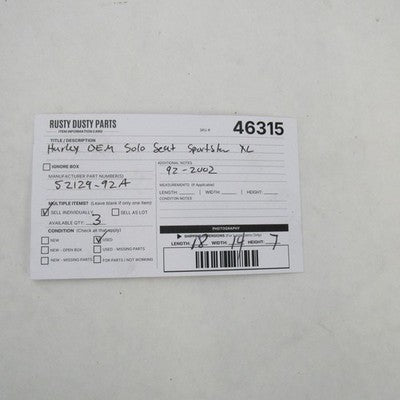 Harley Davidson Genuine Solo Seat EVO Era Sportster XL 1992-2002 52129