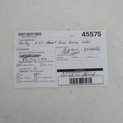 Harley Davidson OEM 11.5" Front Disc Brake Rotor Big Twin 84-07 Sprstr