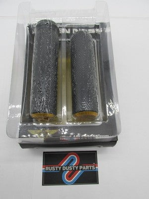 Arlen Ness NOS Harley Davidson Pair of Knurled Rubber Grips Black/Gold