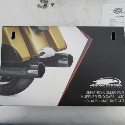 Harley Davidson Genuine NOS NIB Defiance 4.5" Muffler Exhaust End Caps