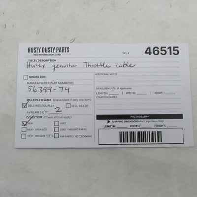 Harley-Davidson OEM NOS 74-75 FX/FL/XL Throttle Cable 56389-74
