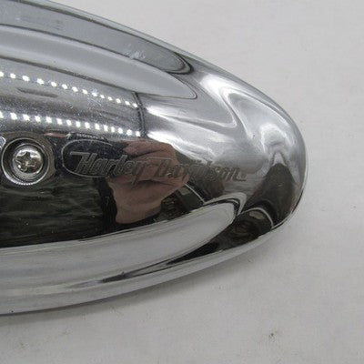 Harley OEM Chrome Script Logo Teardrop Mirror w/ Solid Grooved Short S