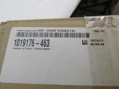Indian Genuine OEM NOS Front Fender, FBL Flat Black 1019176-463