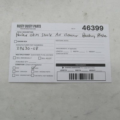 Harley Davidson OEM Stock Oval Air Cleaner Backing Plate 29630-08