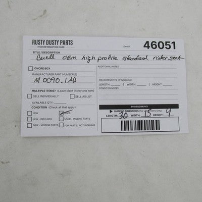 Buell OEM Front Rider & Passenger Seat XB9S Lightning M0090.1AD