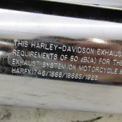 Pair of Harley OEM Stock Softail Street Bob Chrome Mufflers w/ Shields
