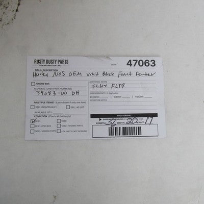 Harley Davidson OEM NOS 00-13 FLHX FLTR/I Front Fender Vivid Black 590
