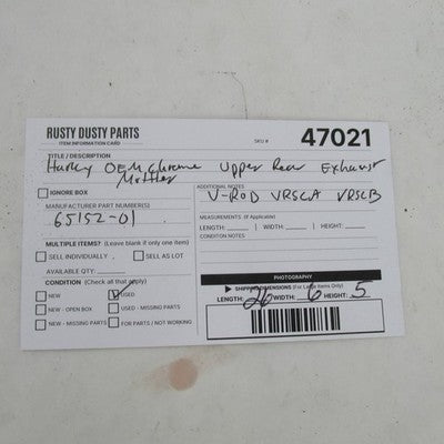 Harley Davidson OEM V-Rod VRSC Upper Exhaust Muffler 65152-01