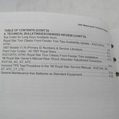 Yamaha OEM 1997 Technical Update Factory Service Manual LIT-115010097