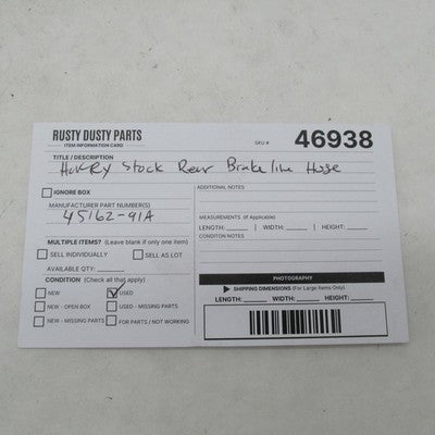 Harley Davidson OEM Softail Brake Line Hose Forward Controls 45162-91A