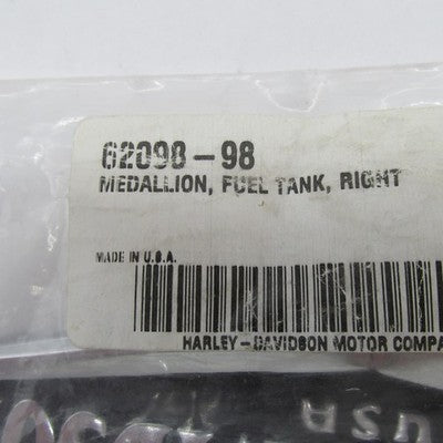 Harley-Davidson Genuine NOS Right Side Fuel Tank V-Logo Metal Medallio