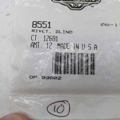 Lot of 10 Harley-Davidson OEM NOS Blind Dome Head Rivets 8551
