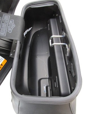 Pair of Harley-Davidson Genuine NOS FLDE Black Rigid Mount Saddlebags