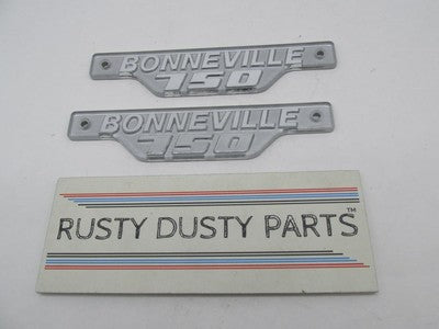 Pair of Triumph Bonneville 750 Silver Side Panel Badges Emblems 88-7306