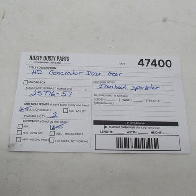 Harley Davidson OEM 57-84 Ironhead Sportster Generator Idler Gear 2577