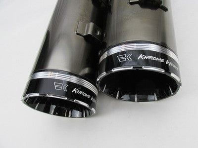 Khrome Werks NOS HP Plus 4.5" Slip-On Mufflers Smoked Chrome 1801-1453
